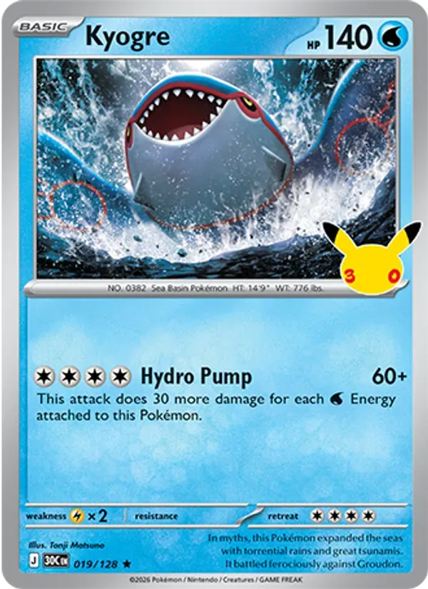 Kyogre 019/128 Celebração de 30 Anos
