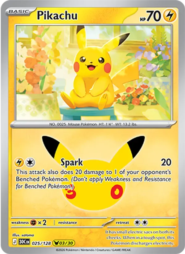 Pikachu 025/128 Celebração de 30 Anos
