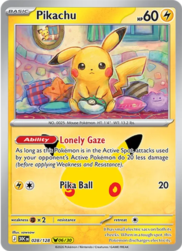 Pikachu 028/128 Celebração de 30 Anos