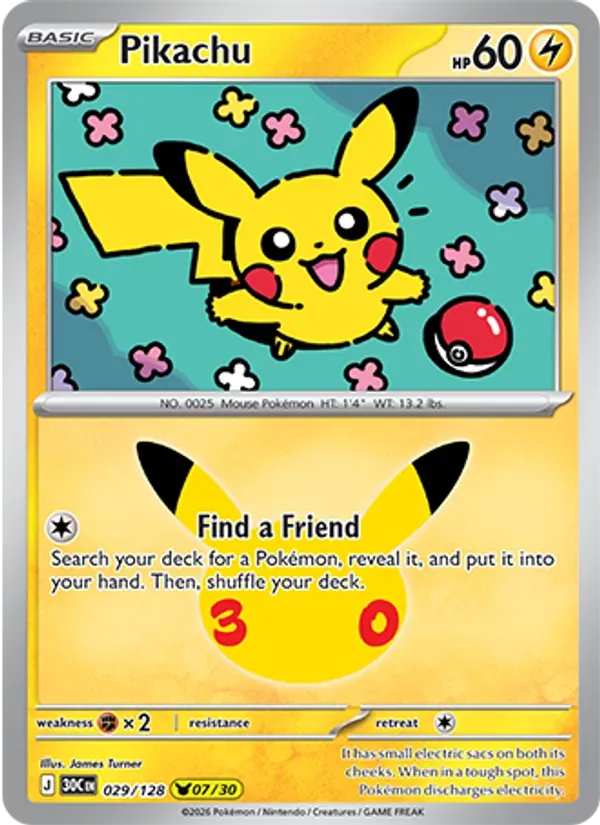 Pikachu 029/128 Celebração de 30 Anos