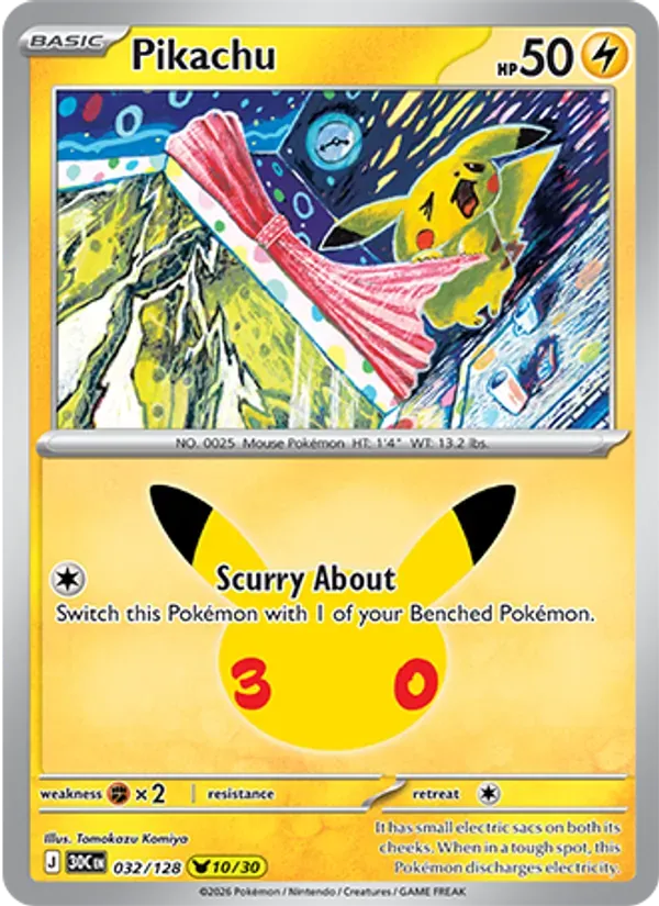 Pikachu 032/128 Celebração de 30 Anos