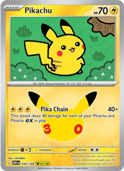 Pikachu 034 Celebração de 30 Anos