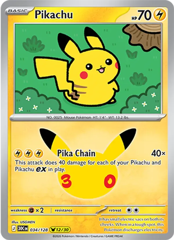 Pikachu 034/128 Celebração de 30 Anos
