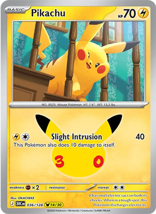 Pikachu 036/128 Celebração de 30 Anos