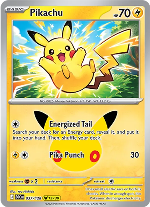 Pikachu 037/128 Celebração de 30 Anos