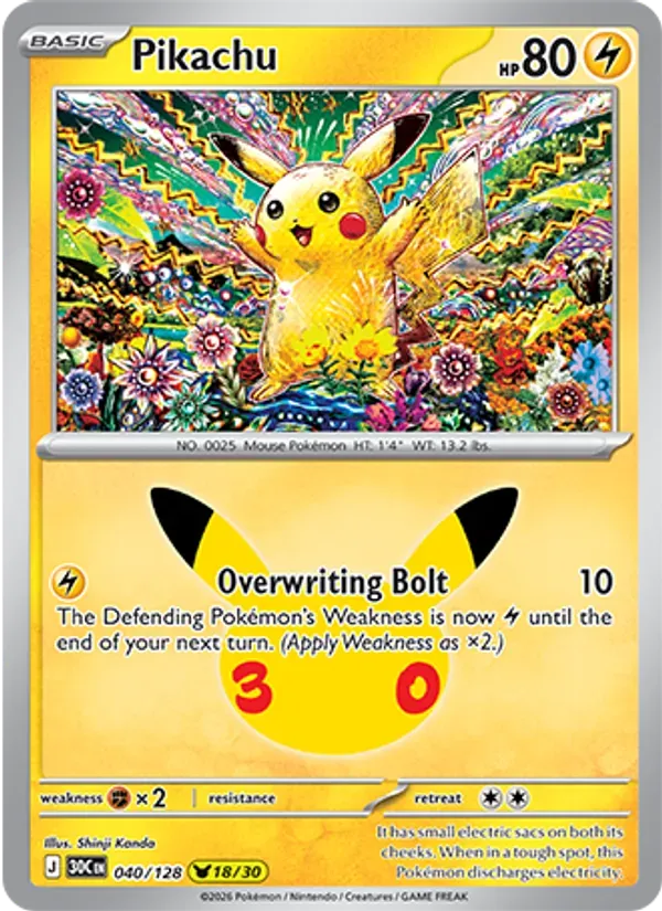 Pikachu 040/128 Celebração de 30 Anos