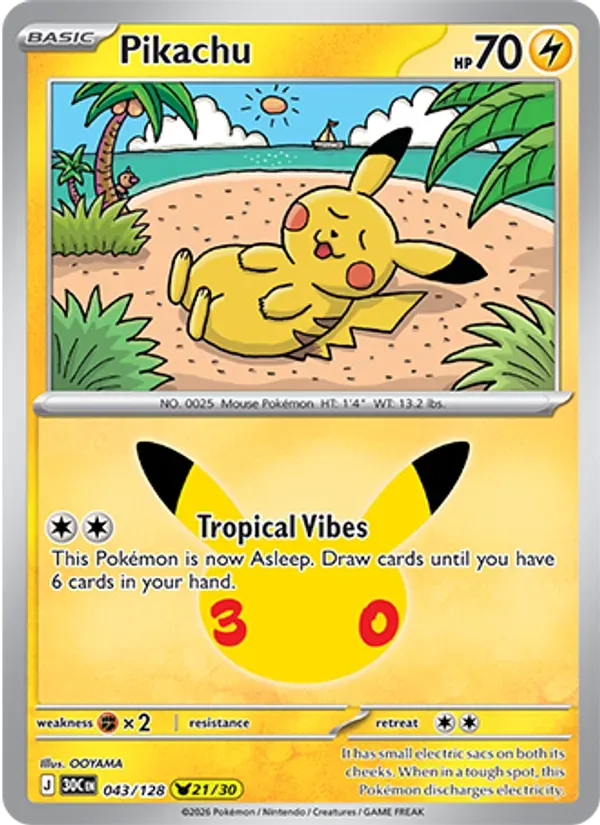 Pikachu 043/128 Celebração de 30 Anos