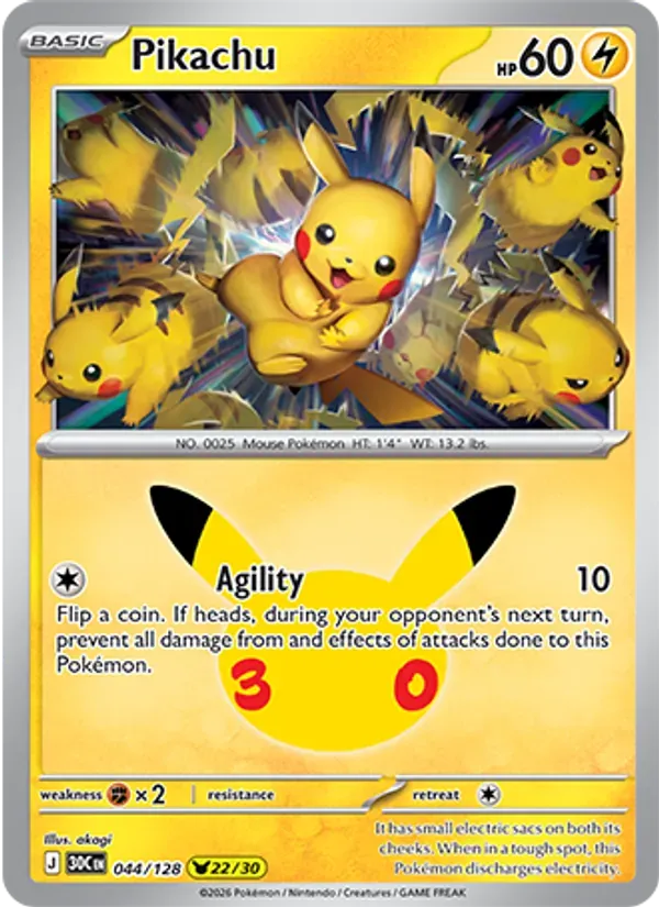 Pikachu 044/128 Celebração de 30 Anos