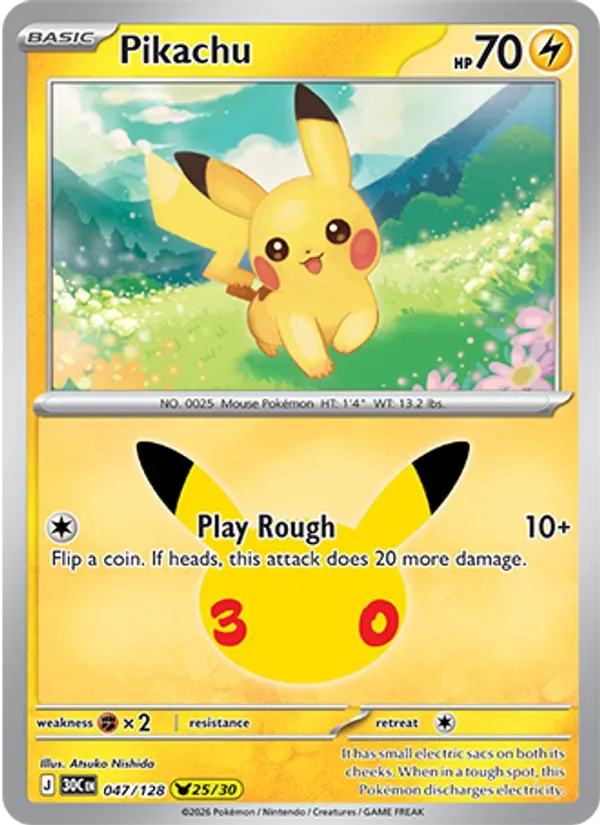 Pikachu 047/128 Celebração de 30 Anos