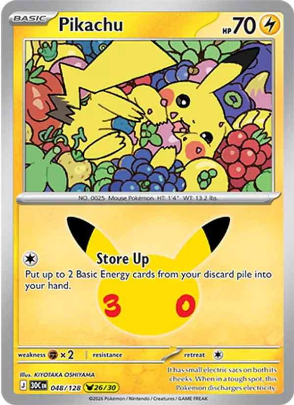 Pikachu 048/128 Celebração de 30 Anos