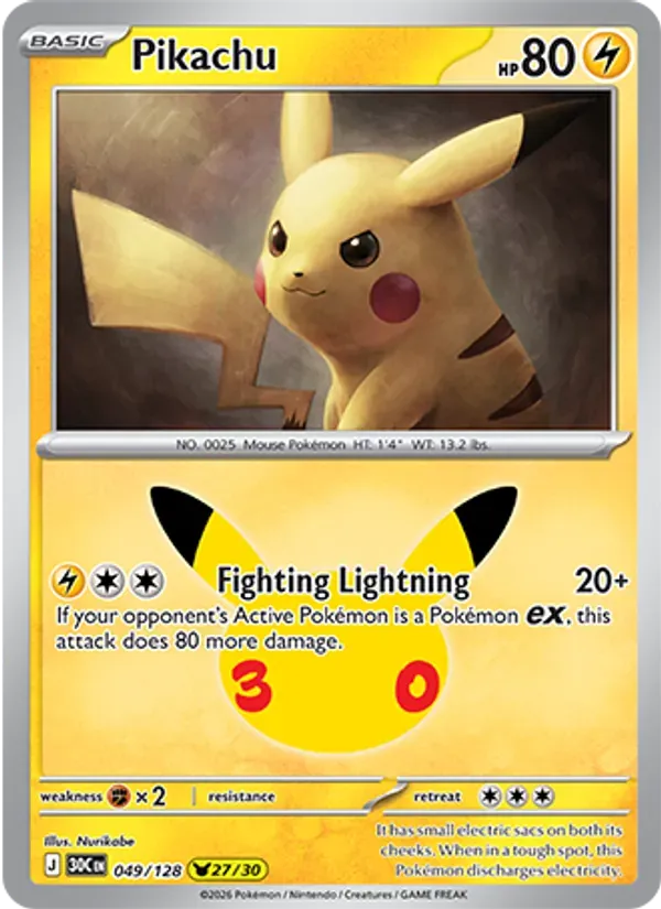 Pikachu 049/128 Celebração de 30 Anos