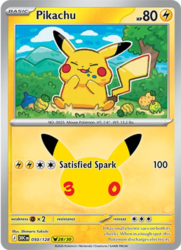 Pikachu 050/128 Celebração de 30 Anos
