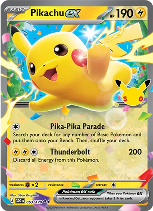 Pikachu ex 053/128 Celebração de 30 Anos