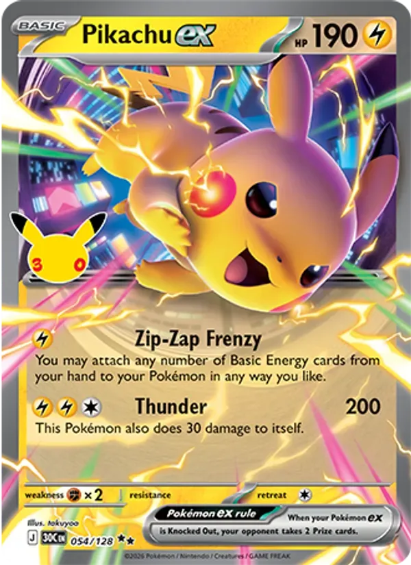 Pikachu ex 054/128 Celebração de 30 Anos