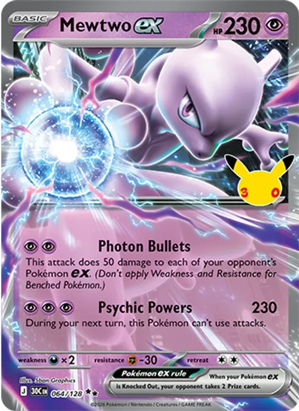Mewtwo ex 064/128 Celebração de 30 Anos