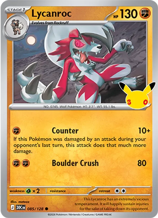 Lycanroc 085/128 Celebração de 30 Anos