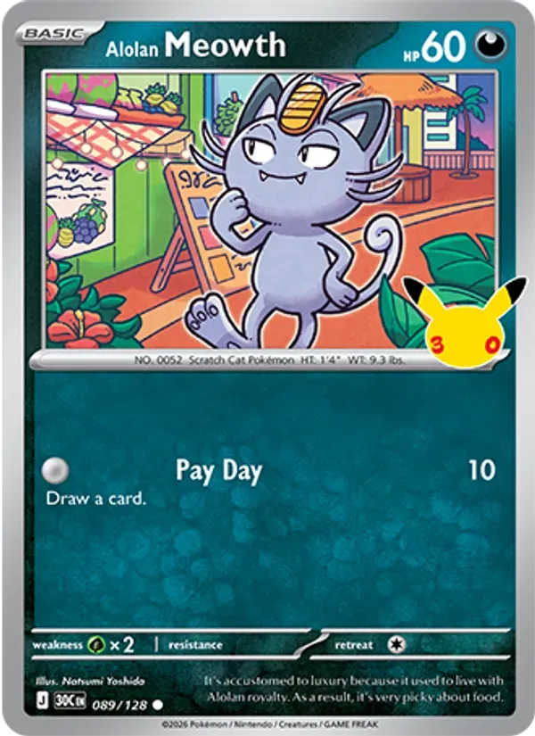 Alolan Meowth 089/128 Celebração de 30 Anos