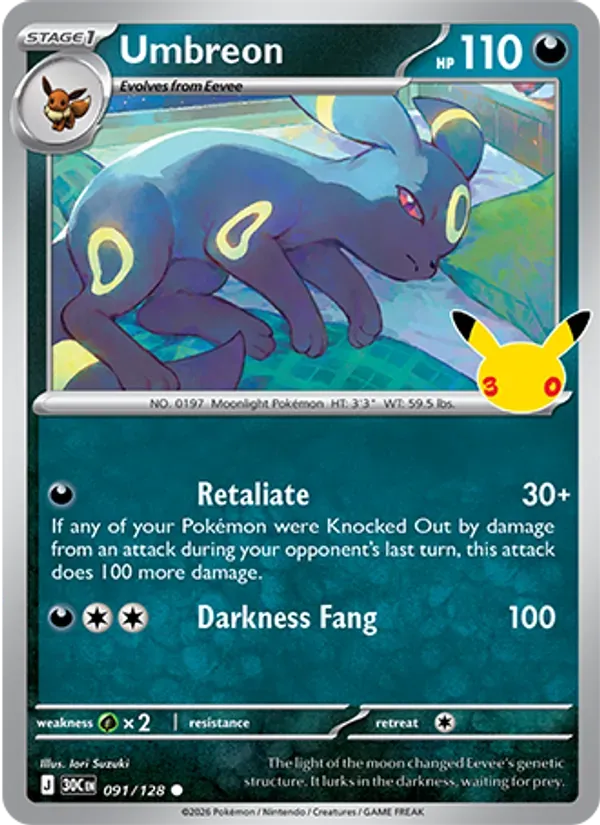 Umbreon 091/128 Celebração de 30 Anos