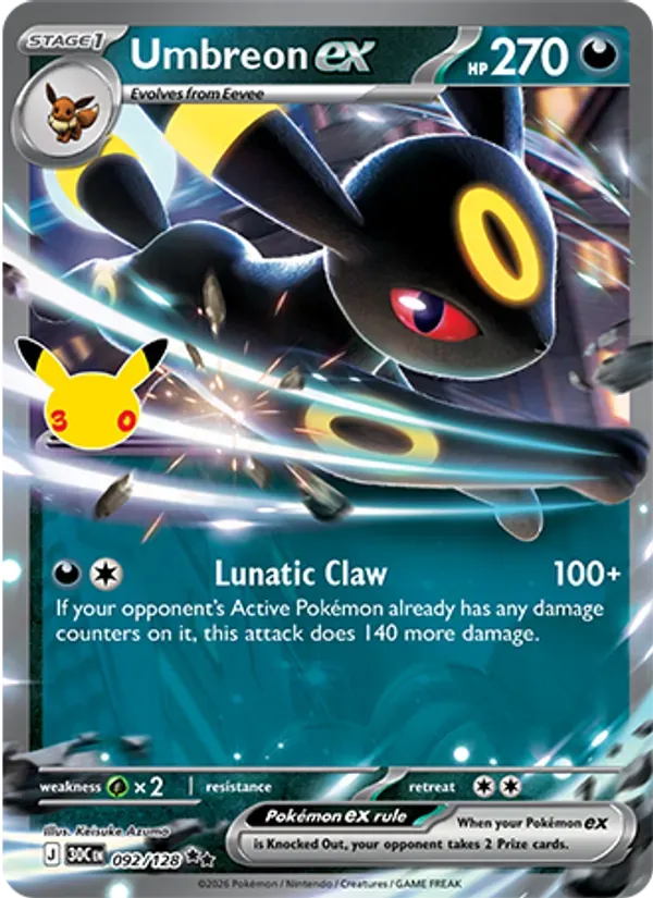 Umbreon ex 092/128 Celebração de 30 Anos