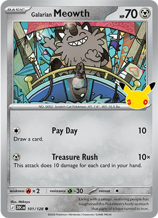 Galarian Meowth 101/128 Celebração de 30 Anos