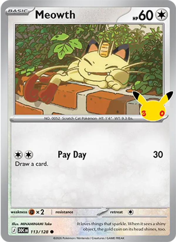 Meowth 113/128 Celebração de 30 Anos