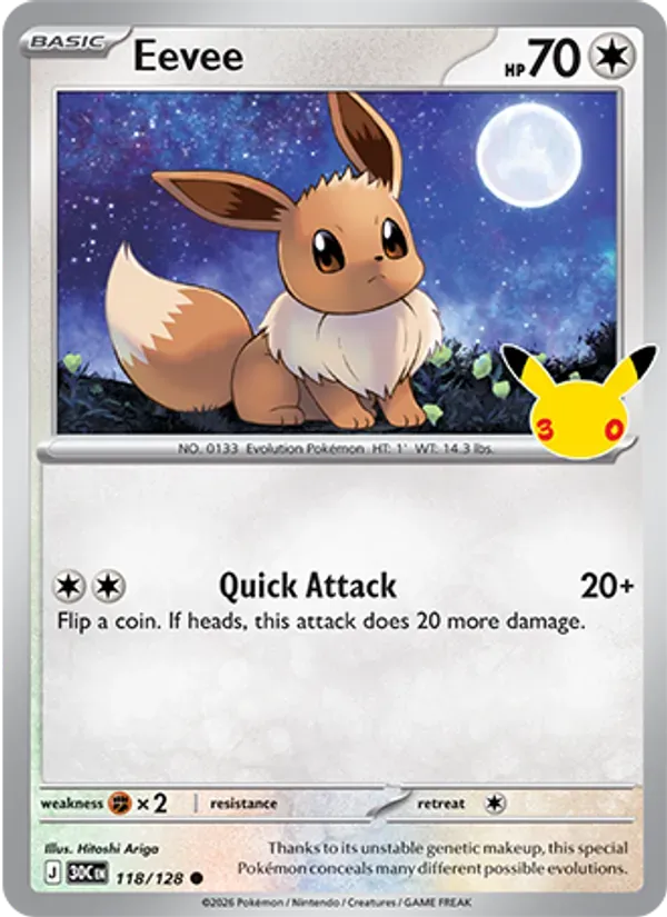 Eevee 118/128 Celebração de 30 Anos