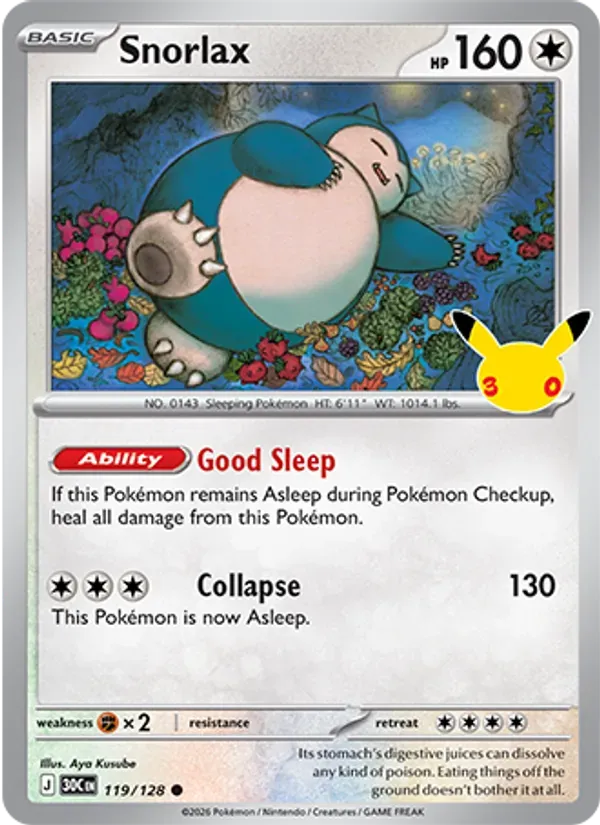 Snorlax 119/128 Celebração de 30 Anos