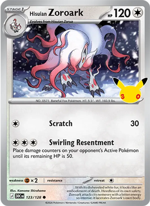 Hisuian Zoroark 123/128 Celebração de 30 Anos