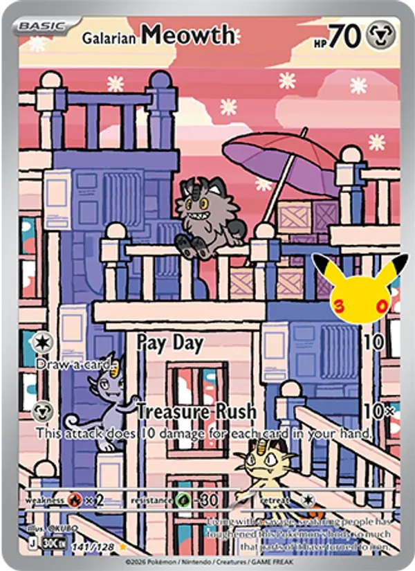 Galarian Meowth 141/128 Celebração de 30 Anos