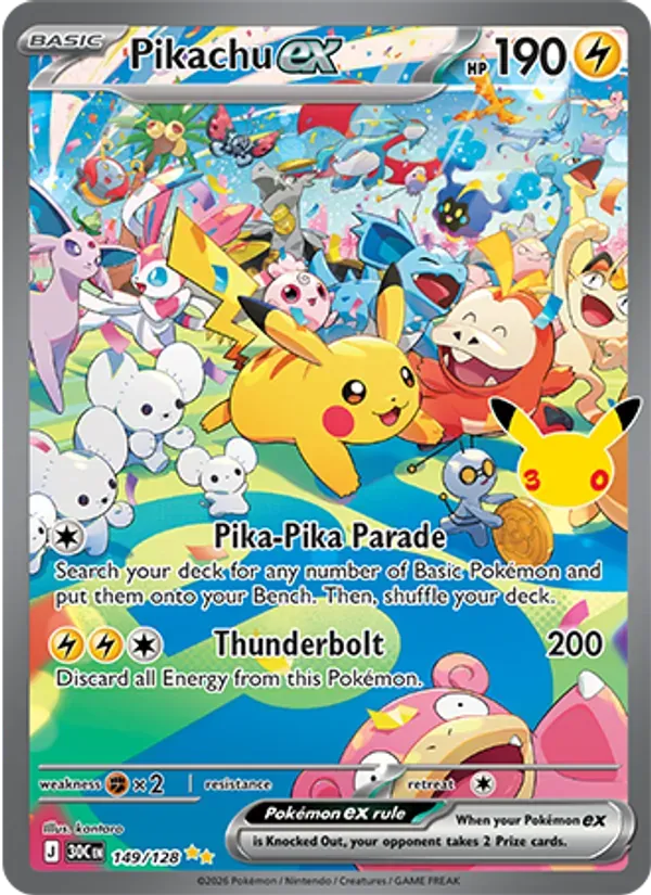 Pikachu ex 149/128 Celebração de 30 Anos