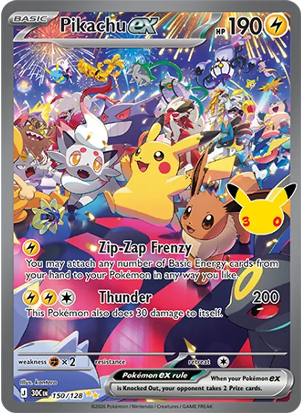 Pikachu ex 150/128 Celebração de 30 Anos