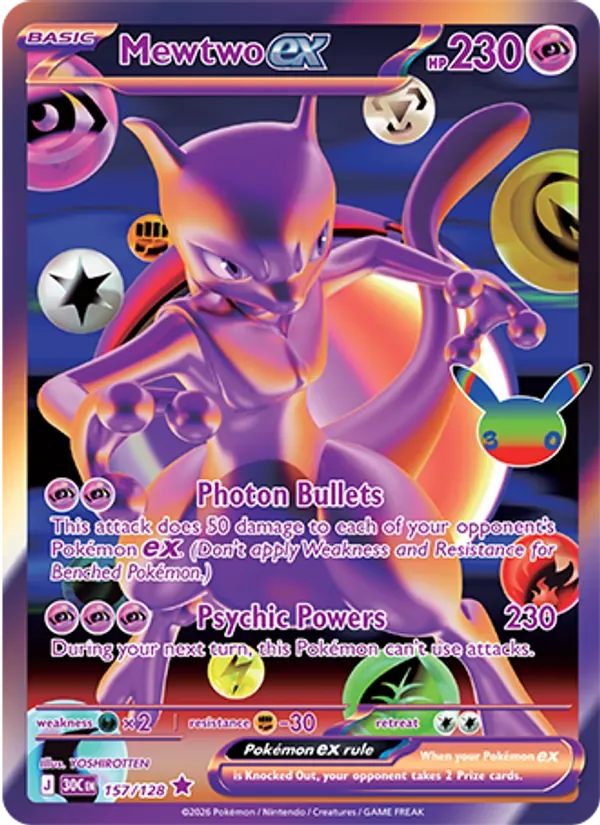 Mewtwo ex 157/128 Celebração de 30 Anos