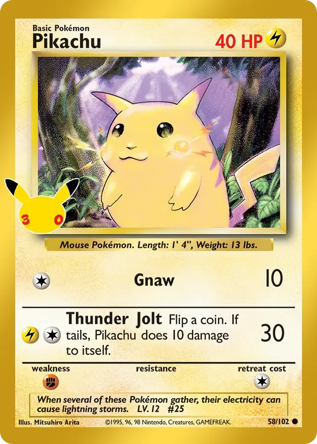 Pikachu 014/0 Coleção Clássica de 30 Anos