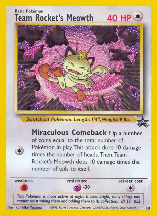 Team Rocket's Meowth 18/53 Wizards Black Star Promos