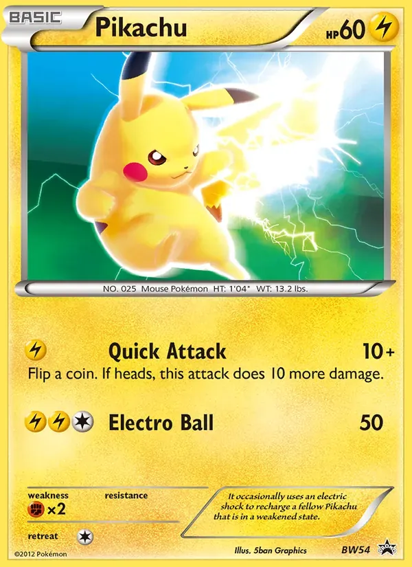 Pikachu BW54/101 BW Black Star Promos
