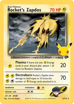 Rocket's Zapdos CC007 Celebrações Coleção Clássica
