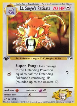 Lt. Surge's Raticate 51 Gym Heroes