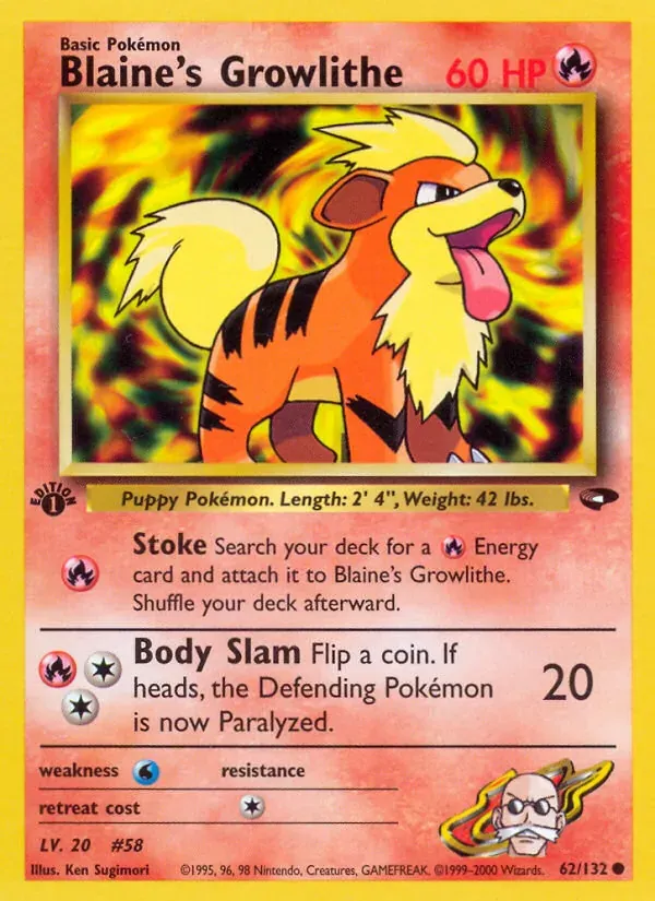 Blaine's Growlithe 62/132 Gym Challenge