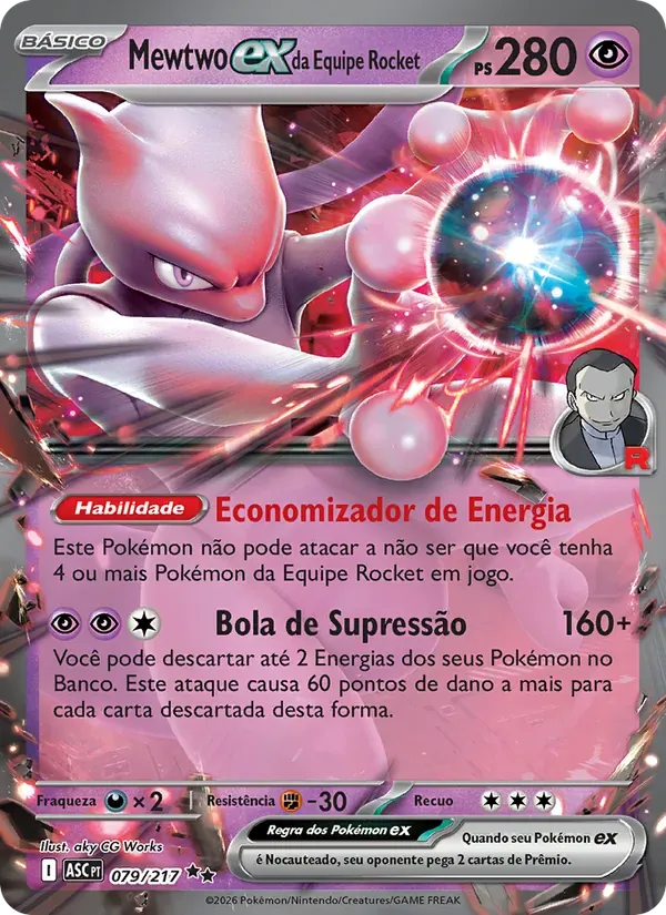 Mewtwo ex da Equipe Rocket 079/217 Heróis Excelsos