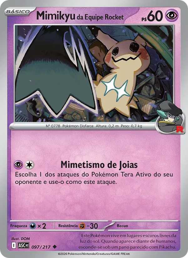 Mimikyu da Equipe Rocket 097/217 Heróis Excelsos