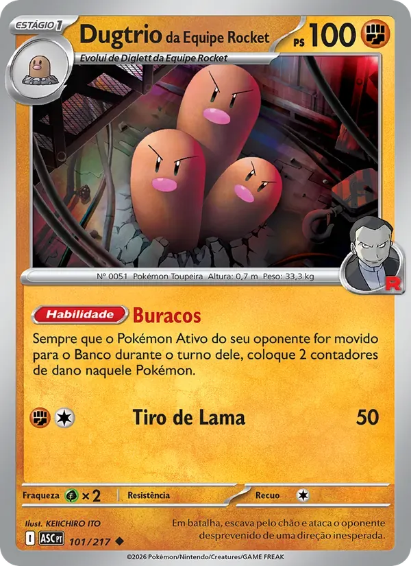 Dugtrio da Equipe Rocket 101/217 Heróis Excelsos
