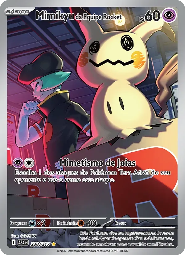 Mimikyu da Equipe Rocket 238/217 Heróis Excelsos