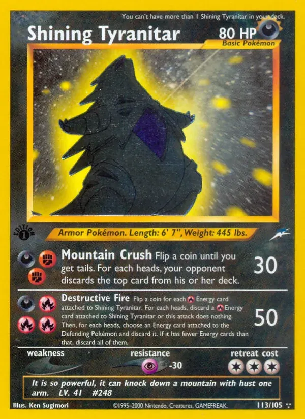 Shining Tyranitar 113/105 Neo Destiny