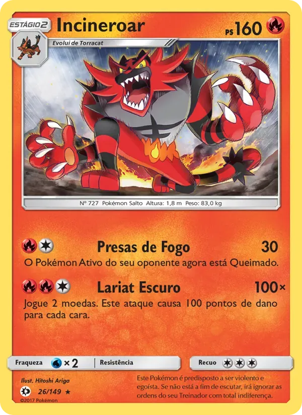 Incineroar 26/149 Sol e Lua
