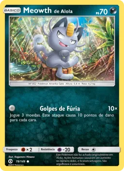 Meowth de Alola 78 Sol e Lua