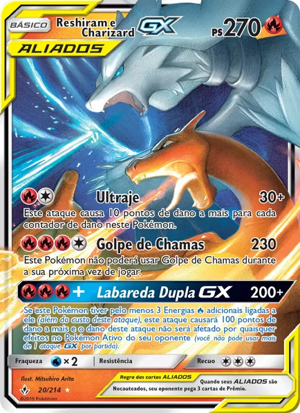 Reshiram e Charizard GX 20/214 Elos Inquebráveis