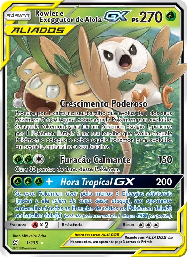Rowlet e Exeggutor de Alola GX 1/236 Sintonia Mental
