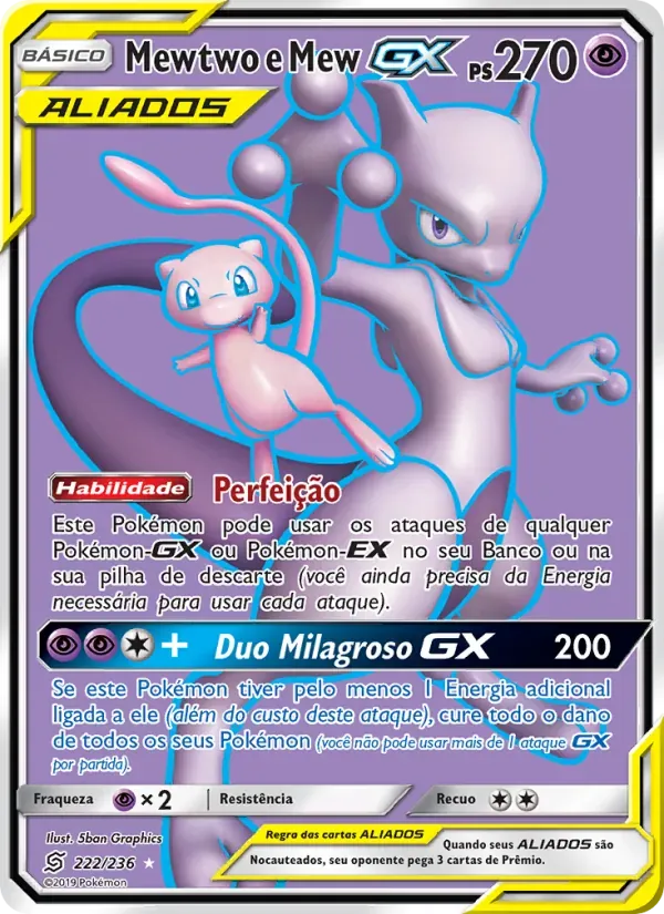 Mewtwo e Mew GX 222/236 Sintonia Mental 