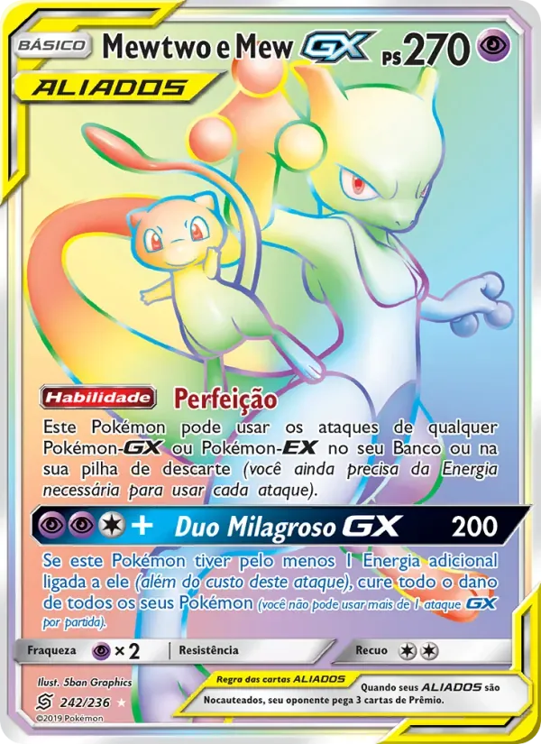 Mewtwo e Mew GX 242/236 Sintonia Mental 