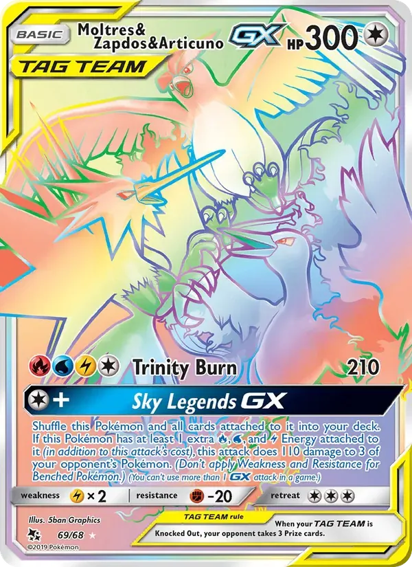 Moltres & Zapdos & Articuno GX 69/68 Destinos Ocultos